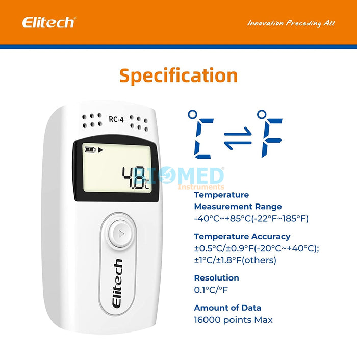 Termometro con Datalogger Temperatura Elitech RC-4