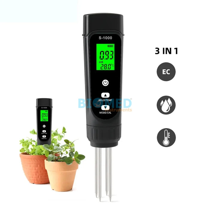 Medidor de Conductividad Suelo/ Humedad / Temperatura , 3 en 1