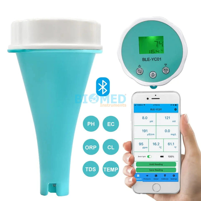 Medidor Flotante de pH / Conductividad / Salinidad / ORP / Cloro / Temperatura - 6 en 1