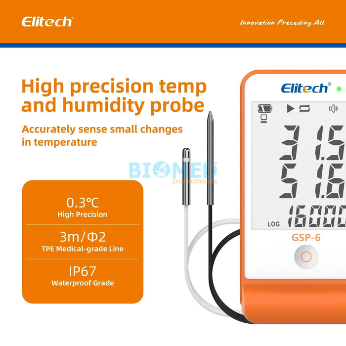 Termohigrómetro con Datalogger temperatura y humedad Elitech GSP-6