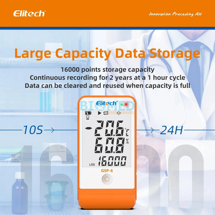 Termohigrómetro con Datalogger temperatura y humedad Elitech GSP-6