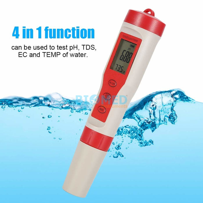 Medidor de pH / conductividad / TDS / temperatura - 4 en 1
