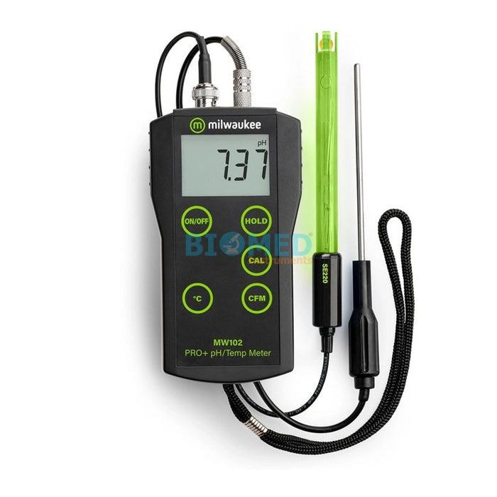 Medidor de pH y temperatura Milwaukee MW102 PRO + 2 en 1 con ATC