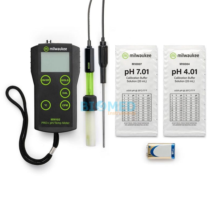 Medidor de pH y temperatura Milwaukee MW102 PRO + 2 en 1 con ATC